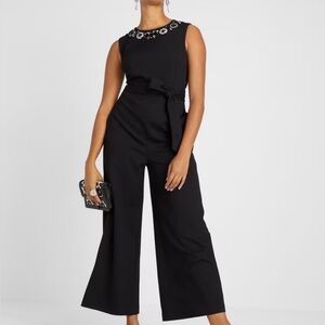 Kate Spade Black Embellished Neck Jumpsuit Size L